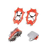 LINXGR Kids 11 Teeth Crampons for Hiking Shoes and Boots Anti-Slip Ice Cleats Camping Walking Cleats Child Unisex with Stainless Steel Chains (Orange, Medium for Little/Big Kids)