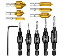 LINXINS 11Pieces Countersink Drill Bit Set,6Pcs Countersink Bit for Metal 5Pcs Counter Sink Drill Bits for Wood High Speed Steel Counter Sinker Drill Bits for Woodworking, Wood Drilling