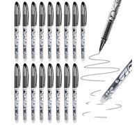 LINXINS 15 Pcs Erasable Pens Black,0.6mm Rub Out Pens with Rubbers on the End, Gel Ink for Writing, Paperwork Stationary