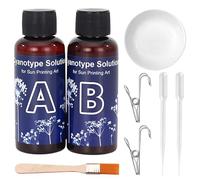 LINXINS 8 Pcs Cyanotype Kit, Include 2 Component Cyanotype Solution Sensitizer Straws Clips Brushes and Palettes for Photographic Blueprints on Paper and Fabric