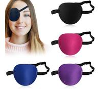 LINXINS Eye Patches for Adults 3D Adjustable Medical Amblyopia Eye Patch, Comfortable Soft Blindfolds Sleep Mask, Vision Training & Recovery, Suitable for Pirate Costume, 4PCS(Black, Gray, Blue, Red)
