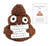 LINXINS Funny Positive Poo Mini Wool Knitting Doll with Positivity Card, Cute Novelty Positive Poo Positive Gifts Soft Good Luck Gifts for Women Kids Students Boys Girls for Birthday Home Office Party