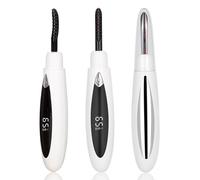 LINXINS Heated Eyelash Curler, Portable Heated Lash Curler 24H Long Lasting Intelligent Power Off Electric Heated Eyelash Curler, Rechargeable Quick Heating Eyelash Curlers with Eyelash Comb, White