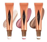 LINXINS Liquid Contour Wand 3PCS Blush Sets, Bronzer, Long Lasting Waterproof Beauty Wand With Cushion Applicator, Lightweight Fair Luminizer