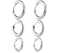LINXINS Sleeper Earrings for Women, 3Pairs Silver Hoop Earrings, Silver Sleeper Earrings for Women 8/10/12mm