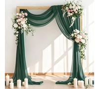 LINXTAR Bow Drapery, Polyester, Emerald Green, 30" W x 216" L (Pack of 2)