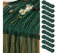 LINXTAR Emerald Green Cheesecloth Table Runner 10 Pack 10FT Farmhouse Table Runners 120 Inches Boho Decoration Fall Table Decor Dining Room Centerpiece Wedding Boho Baby Shower Birthday