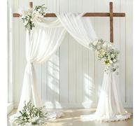 LINXTAR Ivory Wedding Arch Draping Fabric 28'' x 20FT Sheer Chiffon Drape 1 Panel Backdrop for Bridal Shower Baby Shower Photo Booth Church Decor Birthday Party Christening Outdoor Decoration