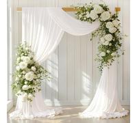 LINXTAR Ivory Wedding Arch Draping Fabric 30'' x 18FT Sheer Chiffon Arch Drape Backdrop 2 Panel Drapes for Easter Bridal Shower Baby Shower Photo Booth Church Decor Birthday Party Outdoor Decoration