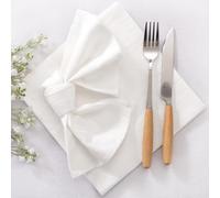 LINXTAR Linen Napkins White Cotton Napkins Set of 4 17"x17" Washable Cloth Napkins Versatile Reusable Delicate Rustic Dinner Napkins for Dinner Wedding Party Banquet Baby Shower