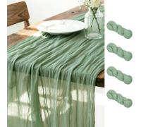 LINXTAR Sage Green Table Runner Cheesecloth Table Runner 4 Pack 14FT Farmhouse Table Runners 160 Inches Spring Decor Easter Table Centerpiece for Wedding Boho Baby Shower Birthday