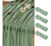 LINXTAR Sage Green Table Runner Cheesecloth Table Runner 4 Pack 14FT Rustic Table Runners 35 x 171 Inches Boho Decoration for Home Wedding Baby Shower Birthday Party