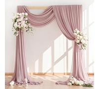 LINXTAR Wedding Arch Draping Fabric 1 Panel 30'' x 18FT Dusty Rose Sheer Chiffon Arch Drapery for Bridal Shower Backdrop Outdoor Party Arches Church Ceremony Decoration