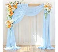 LINXTAR Wedding Arch Draping Fabric 2 Panels 30'' x 18FT Baby Blue Sheer Chiffon Arch Drapery for Photo Booth Bridal Shower Baby Shower Church Decor Newborn Photography Christening Outdoor Party