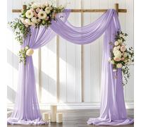 LINXTAR Wedding Arch Draping Fabric 2 Panels 30'' x 18FT Lilac Sheer Chiffon Arch Drapery for Photo Booth Bridal Shower Baby Shower Church Decor Newborn Photography Christening Outdoor Party