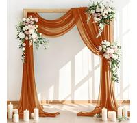 LINXTAR Wedding Arch Draping Fabric 2 Panels 30'' x 18FT Terracotta Sheer Chiffon Arch Drapery for Photo Booth Bridal Shower Baby Shower Church Decor Newborn Photography Christening Outdoor Party
