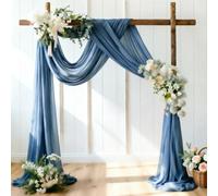 LINXTAR Wedding Arch Draping Fabric 28'' x 20FT Sheer Chiffon Drape 1 Panel Dusty Blue Backdrop for Bridal Shower Baby Shower Photo Booth Church Decor Birthday Party Christening Outdoor Decoration