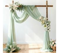 LINXTAR Wedding Arch Draping Fabric 28'' x 20FT Sheer Chiffon Drape 1 Panel Sage Green Backdrop for Bridal Shower Baby Shower Photo Booth Church Decor Birthday Party Christening Outdoor Decoration