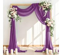 LINXTAR Wedding Arch Draping Fabric 30'' x 18FT Sheer Chiffon Arch Drape Backdrop 2 Panel Purple Drapes for Easter Bridal Shower Baby Shower Church Decor Birthday Party Outdoor Decor