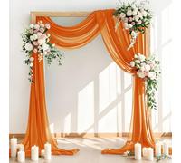 LINXTAR Wedding Arch Draping Fabric 30'' x 18FT Sheer Chiffon Arch Drape Backdrop 2 Panels Orange Drapes for Summer Wedding Bridal Shower Baby Shower Church Birthday Party Outdoor Decoration