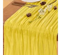 LINXTAR Yellow Table Runner Cheesecloth Table Runner 10FT Farmhouse Table Runners 120 Inches Spring Table Decor Dining Room Centerpiece for Wedding Boho Baby Shower Birthday