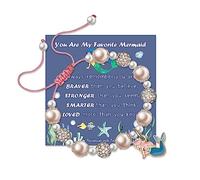 LINY Cute Mermaid Bracelet Pink Pearl Rhinestone Mermaid Gifts for Granddaughter Daughter Niece Back to School Gift, one size, Rhinestone Pearl Rhinestones, Pearl