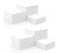 LINYAPRY 6PCS Buffet Risers, Food Risers for Buffet Table with Hollow Bottoms, Small Size White Acrylic Cube Display Nesting Riser Stand for Display Smaller Collectibles Jewelry 6"x7"x8"