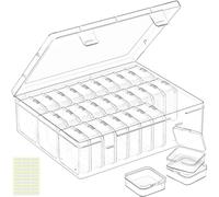 LINYAPRY Bead Organiser Box, 31Pcs Small Bead Storage Containers Plastic Cases with Hinged Lid, Rectangle Clear Diamond Painting Storage Containers for Jewelry, DIY Crafts, Bracelet, Seeds, Nail