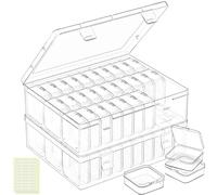 LINYAPRY Bead Organiser Box, 62Pcs Small Bead Storage Containers Plastic Cases with Hinged Lid, Rectangle Clear Diamond Painting Storage Containers for Jewelry, DIY Crafts, Bracelet, Seeds, Nail