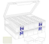 LINYAPRY Bead Organiser Box, 92 Pcs Small Bead Organisers and Storage Plastic Cases, Mini Clear Bead Storage Containers with Hinged Lid for Diamond Painting Accessories, Bead, Jewelry, DIY Crafts