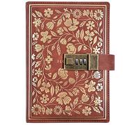 LinYesh Vintage Leather Diary with Combination Lock: B6 Embossed Flower Secret Diary Lined Paper for Writing Journal Notebook Diary Book for Men Women Girls Boy