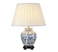 Elstead Lighting Linyi 1 Light Paterned Oriental Ceramic Table Lamp with Tall Em