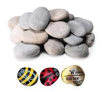 LINYIJOY 40 Pieces Paint Stones, Flat Pebbles, 3-5cm, Extra Smooth and Hand-Collected Pebbles for Painting, Natural Pebbles Beach, Pebbles for DIY Painting, Decorative