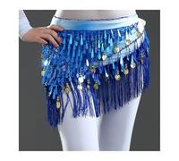 LINYpA66 Belly Dance Hip Scarf Waist Chains Sequined for Belly Dance Hip Scarf Tassel Triangular Clothing Belt for Latin(Blue)