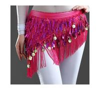 LINYpA66 Belly Dance Hip Scarf Waist Chains Sequined for Belly Dance Hip Scarf Tassel Triangular Clothing Belt for Latin(Rose)