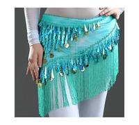 LINYpA66 Belly Dance Hip Scarf Waist Chains Sequined for Belly Dance Hip Scarf Tassel Triangular Clothing Belt for Latin(Green1)