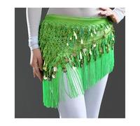 LINYpA66 Belly Dance Hip Scarf Waist Chains Sequined for Belly Dance Hip Scarf Tassel Triangular Clothing Belt for Latin(Green)