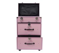 LINYpA66 Rolling Makeup Case Rolling Makeup Train Case, With Drawers, Professional Cosmetics Storage Organizer, Pink Beauty Tools With Wheels