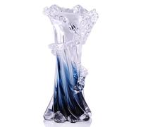 LINYTHER Blue White Clear Wave Vases Gradient, Murano Hand Blown Glass Vase Unique Art Decorative, for Ocean Themed Coastal Home Centerpiece Modern Office Entrance Table Creativity