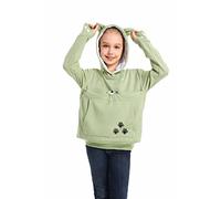 LINYUCHEN Boys Girls Cat Pouch Hoodie - Kitten Puppy Carrier Holder Sweatshirt Long Sleeve Cat Ear Pullover Tops, Green, 10-11 Years