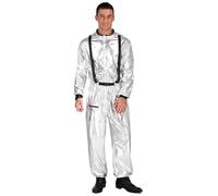 Linyuir Unisex Adult Shiny Astronaut Space Suit Costume Halloween Spacemen Cosplay Outfit Jumpsuit Silver 3XL