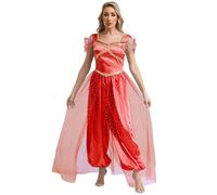 Linyuir Women's Arabic Princess Costume Oriental Dance Costume Body Carnival Coslay Halloween Party Burgundy XXL