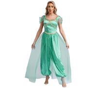 Linyuir Women's Arabic Princess Costume Oriental Dance Costume Body Carnival Coslay Halloween Party Turquoise S