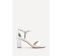 Linzi Abby Silver Faux Leather Closed Back Block Heel Sandal Silver 3-Standard Fit
