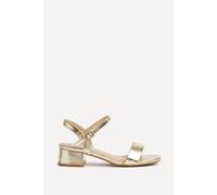 Linzi Carlie Wide Fit Gold Faux Leather Low Block Heel Gold