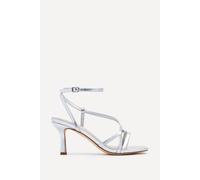Linzi Cassie Wide Fit Silver Faux Leather Strappy Square Toe Heeled Sandal Silver 5-Wide Fit