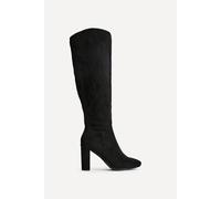 Linzi Claim Black Faux Suede Knee High Block Heeled Boot Black 4-Standard Fit