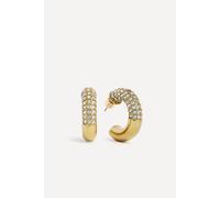 Linzi Crystal Gold Half Pav Hoop Earrings Gold