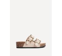 Linzi Darby Beige Faux Suede Double Buckle Sandal Beige 7-Standard Fit