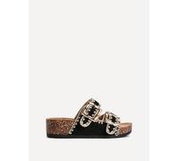 Linzi Darby Black Faux Suede Double Buckle Sandal Black 7-Standard Fit